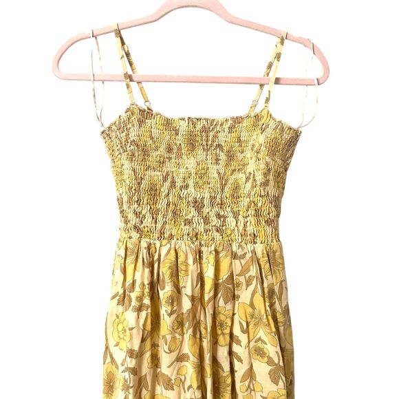 URBAN OUTFITTERS Athena Floral‎ Smocked Maxi Dress Yellow Small - Picture 4 of 6
